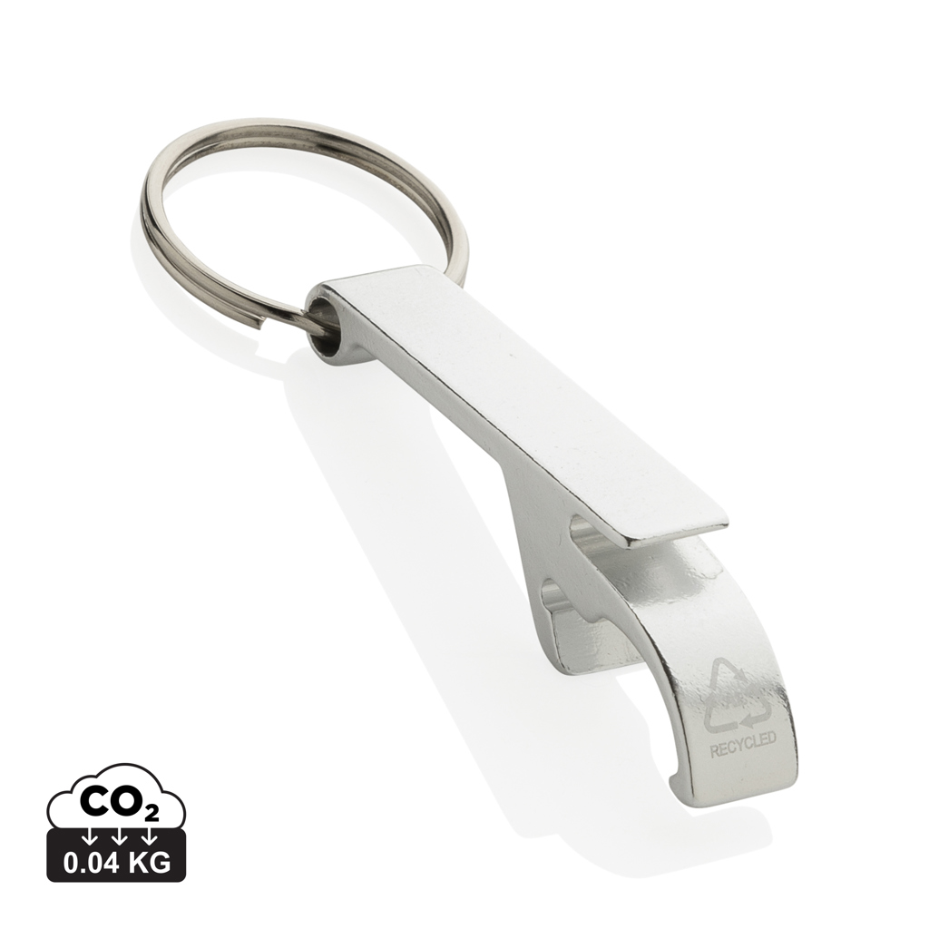 Porte-clés décapsuleur en aluminium recyclé RCS (argent)