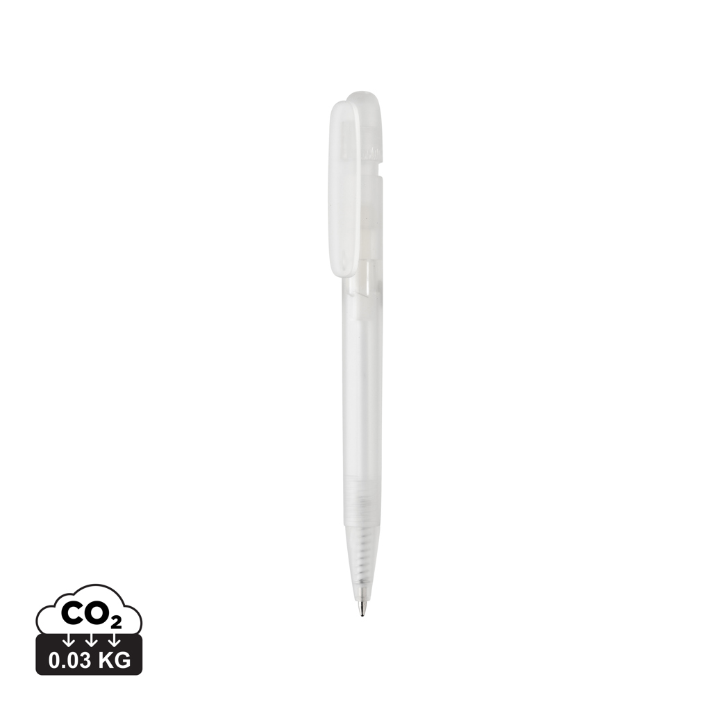 [KX149390] Stylo transparent en ABS recyclé et certifié GRS Devin (blanc)