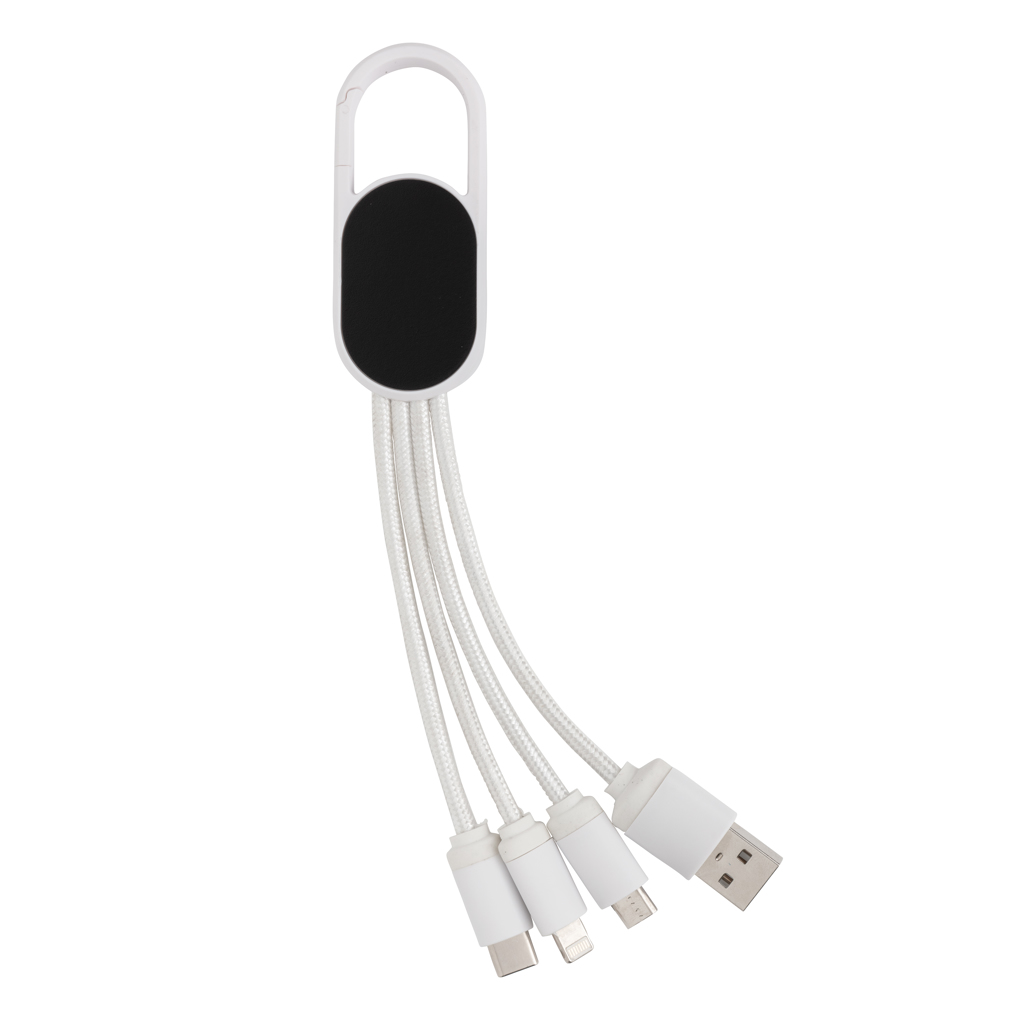 [KX010225] Câble 4 en 1 avec mousqueton (blanc)