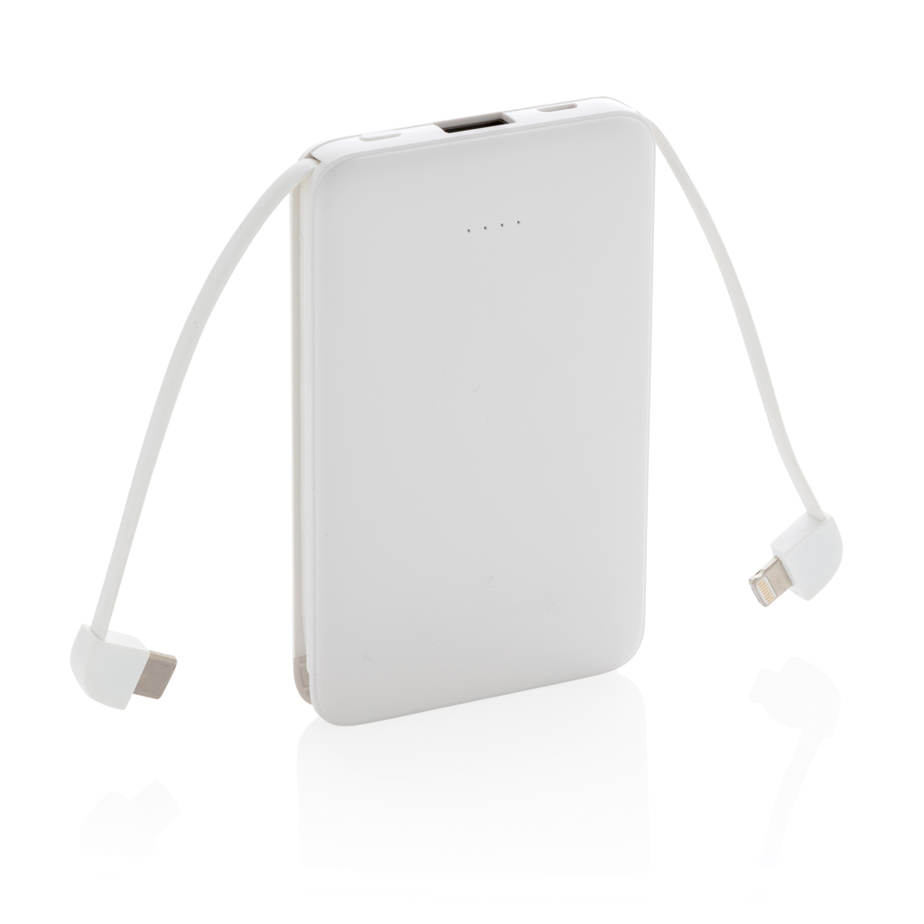 [KX090483] Batterie de secours 5000 mAh avec câbles intégrés (blanc)