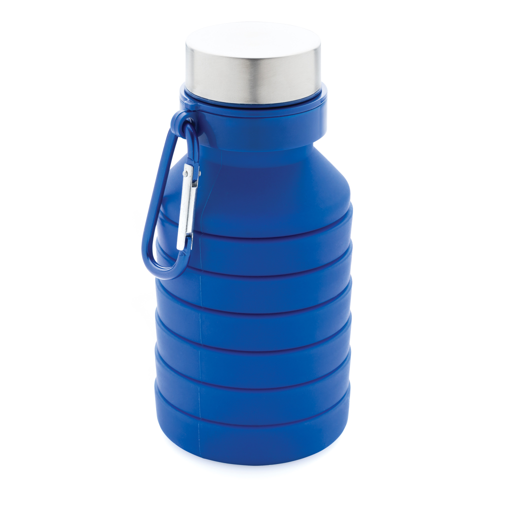 [KX113744] Bouteille en silicone pliable étanche avec couvercle (bleu)