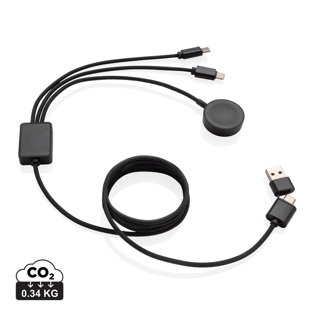 [KX010496] Câble 6-en-1 avec chargeur de montre en rPET RCS Terra