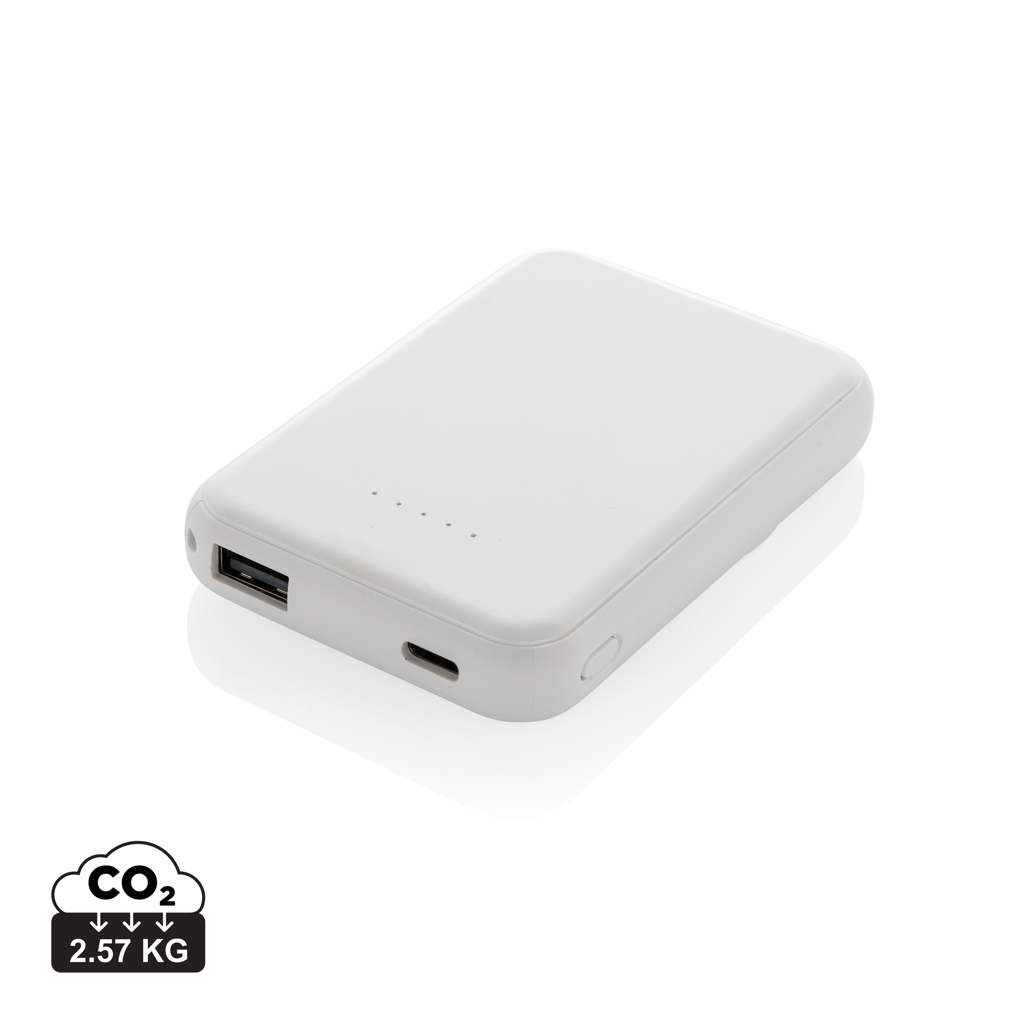 Powerbank 5000mAh et 5W en plastique recyclé RCS Stellar (blanc)