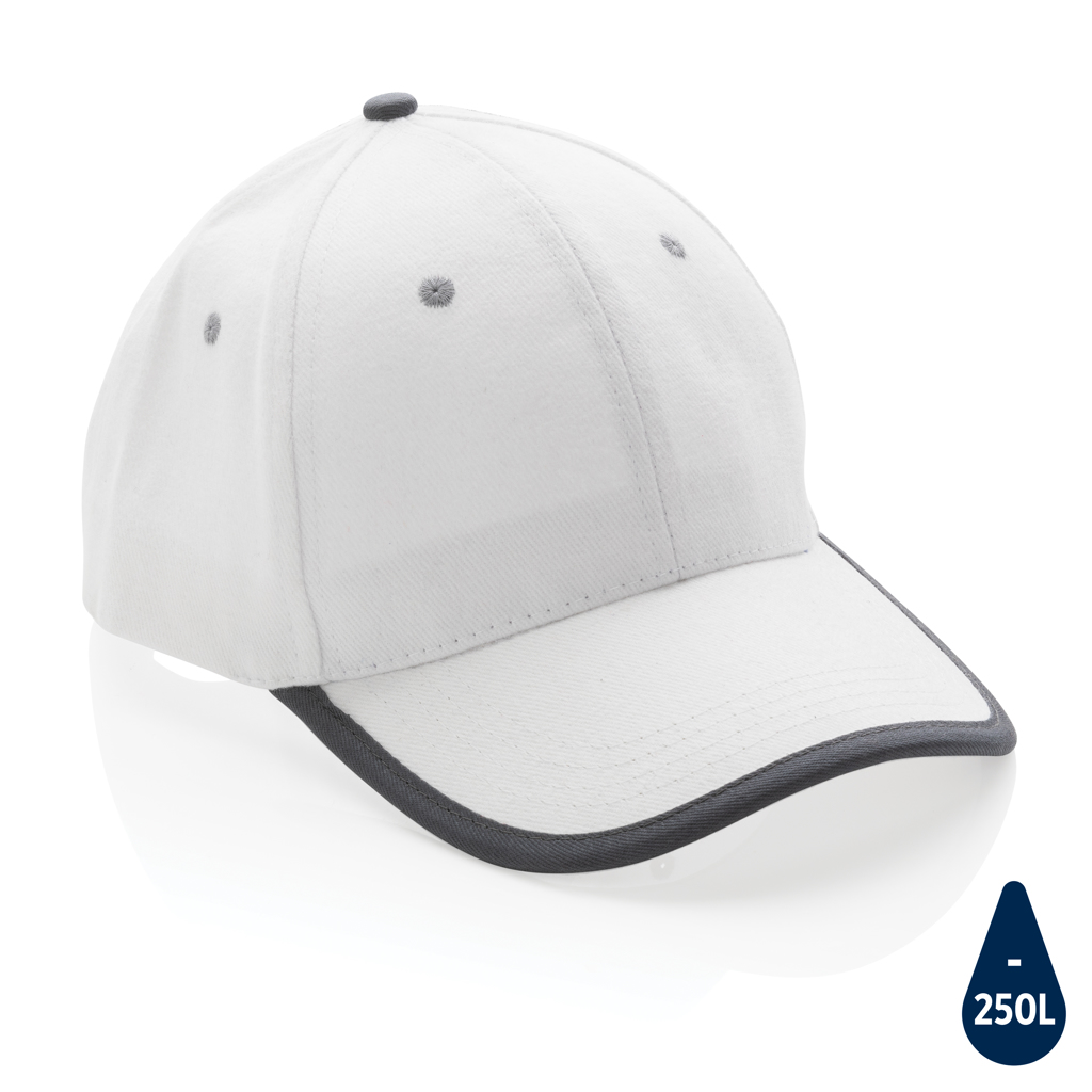 [KX160418] Casquette contraste 6 panneaux coton recyclé Impact AWARE™ (blanc)