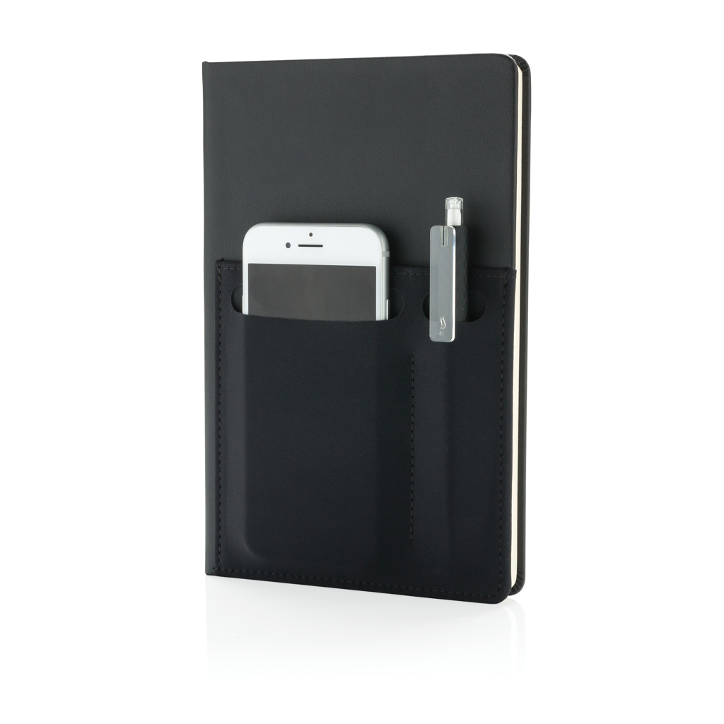 [KX120396] Carnet de notes A5 avec pochettes (noir)