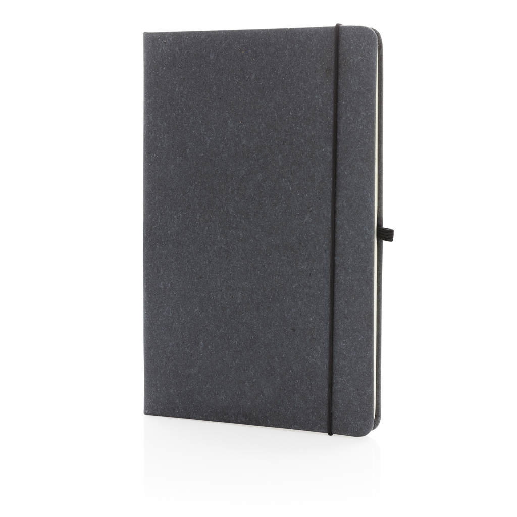 [KX120458] Carnet A5 à couverture rigide en cuir recyclé (gris)