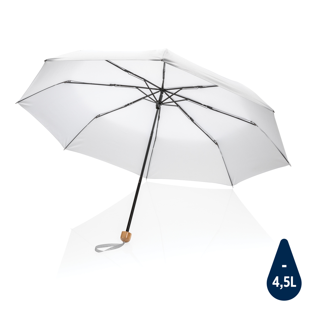 [KX130265] Mini parapluie 20.5" rPET 190T poignée bambou Impact AWARE™ (blanc)