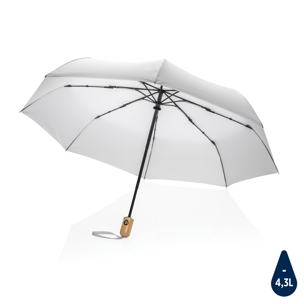 [KX130288] Parapluie 21" automatique rPET 190T et bambou Impact AWARE™ (blanc)