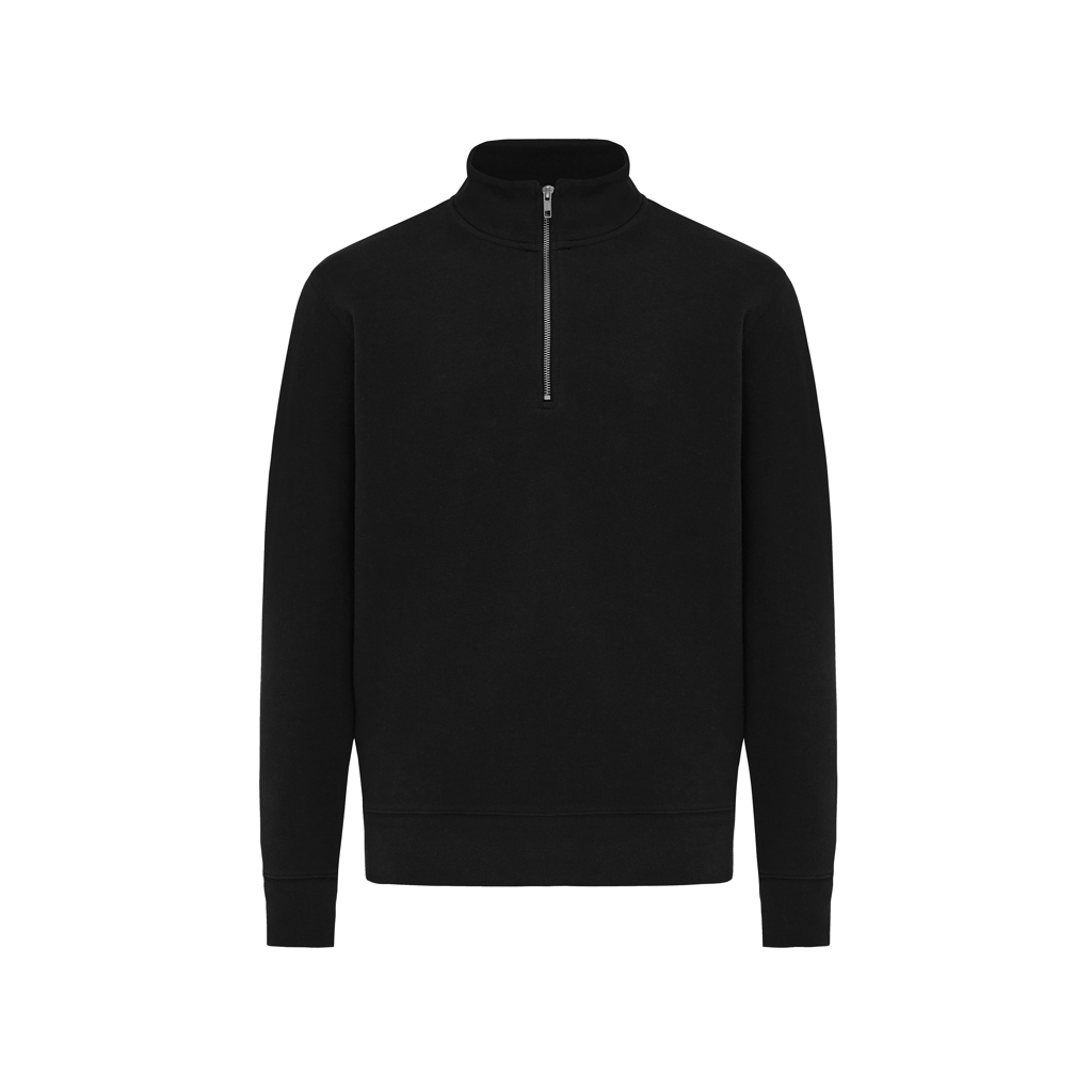 [KX12524229] Sweater IQONIQ à col montant zippé en coton recyclé Elgon (noir)
