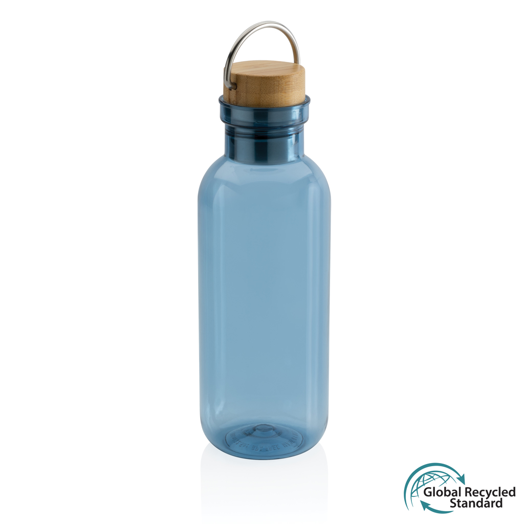 [KX114158] Bouteille en rPET GRS, couvercle et poignée en bambou FSC® (bleu)