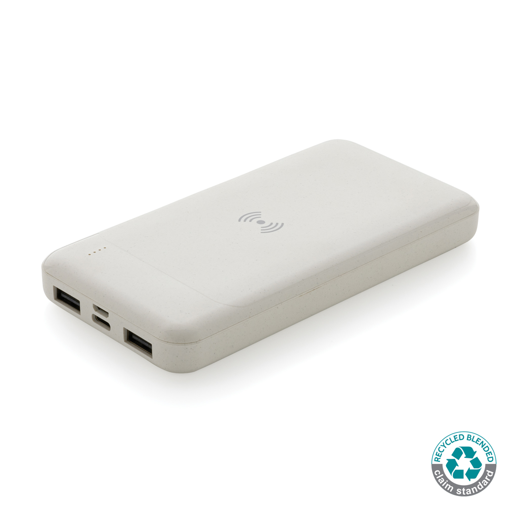 [KX090547] Powerbank 8000 mAh avec induction en plastique recyclé RCS (blanc)