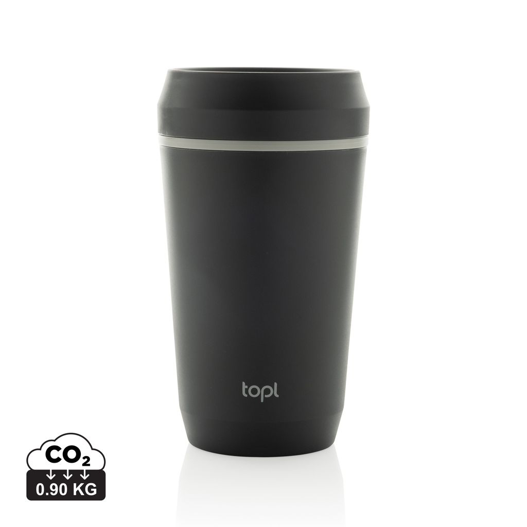 Mug 354 ml avec couvercle 360 en plastique recyclé Topl (blanc)