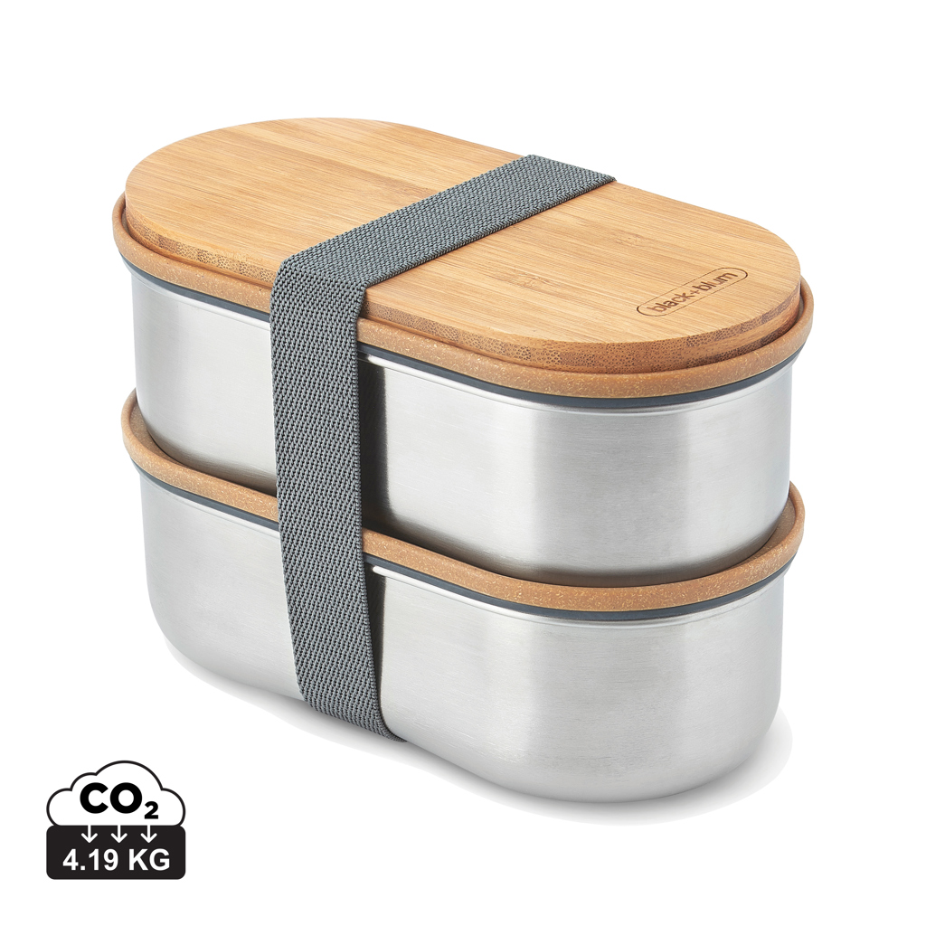 Boîte à bento double en acier inoxydable Black+Blum