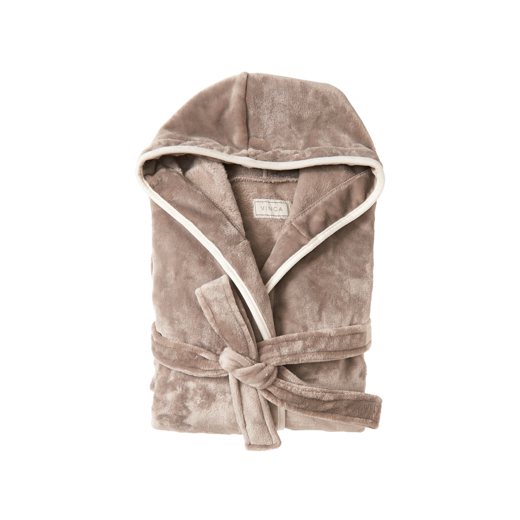 VINGA Peignoir de luxe en peluche RPET Louis taille L-XL (marron)