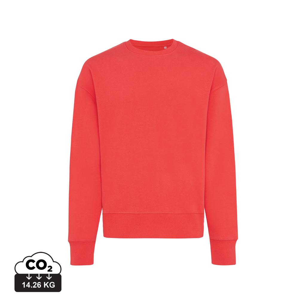 Sweater à col rond en coton recyclé Iqoniq Kruger (rouge)