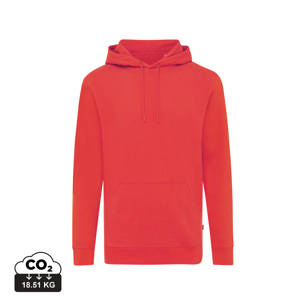 Sweat à capuche en coton recyclé et non teinté Iqoniq Jasper (rouge)