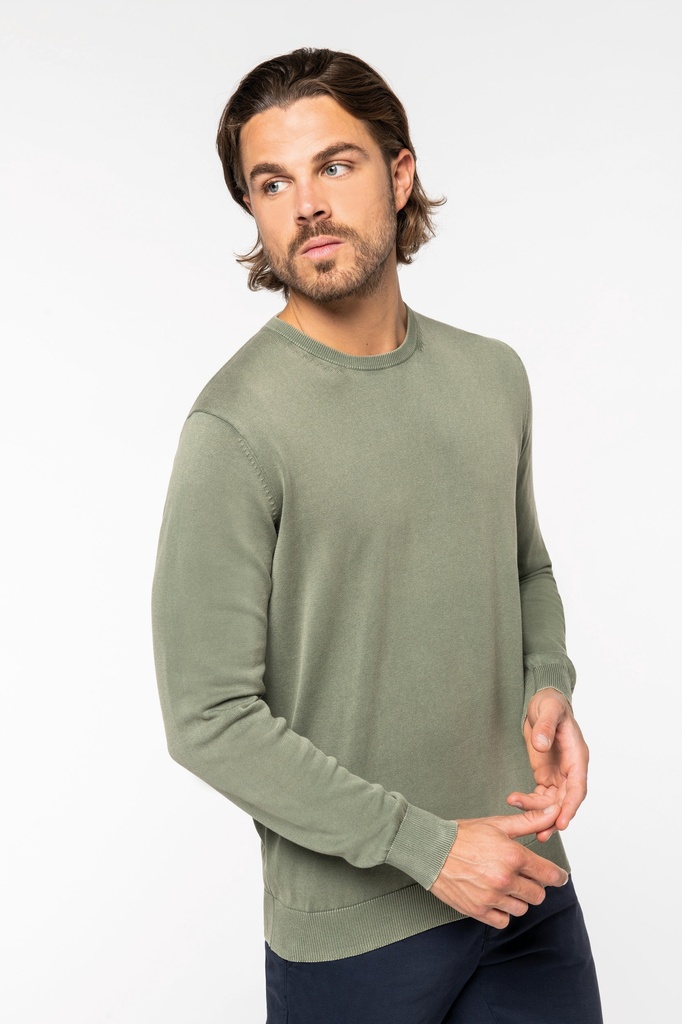 [122193] Pull col rond homme - 230g (s, washed navy blue)