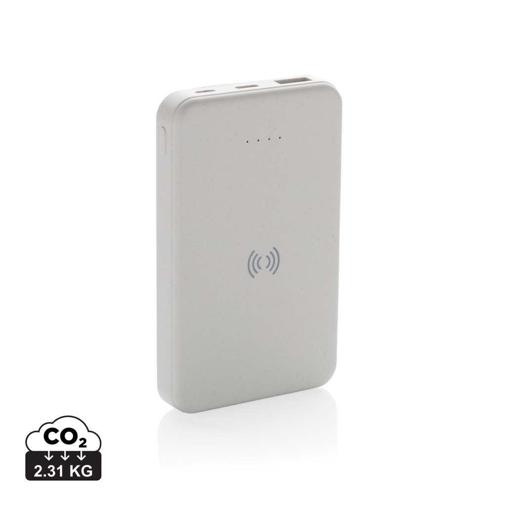 [KX090593] Powerbank 5000mAh avec induction 5W en plastique recyclé RCS (blanc)