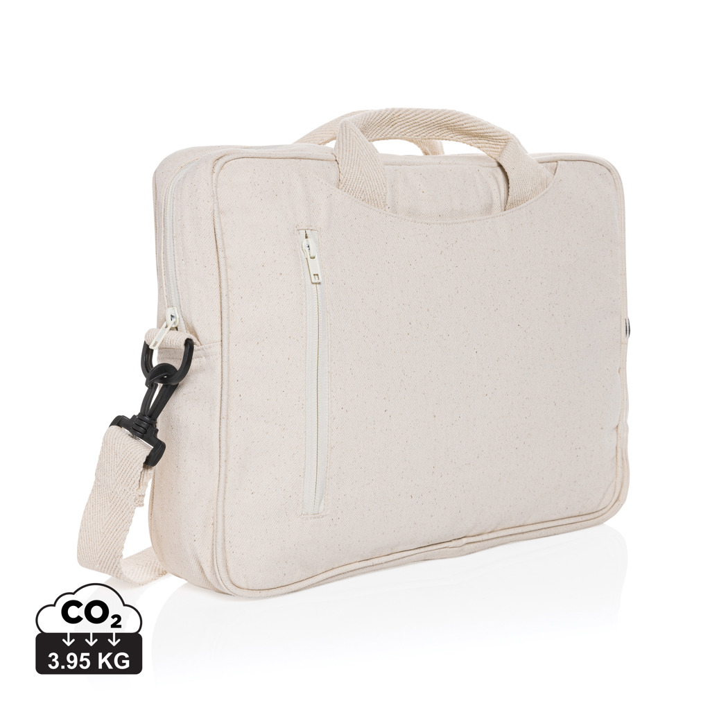 [KX1014995] Sacoche ordinateur 15,4'' en coton recyclé AWARE™ Laluka (blanc)