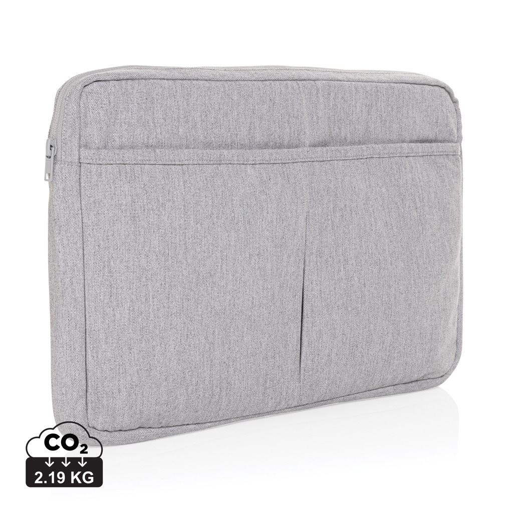 [KX1015107] Pochette ordinateur 15,6'' en coton recyclé AWARE™ Laluka (gris)