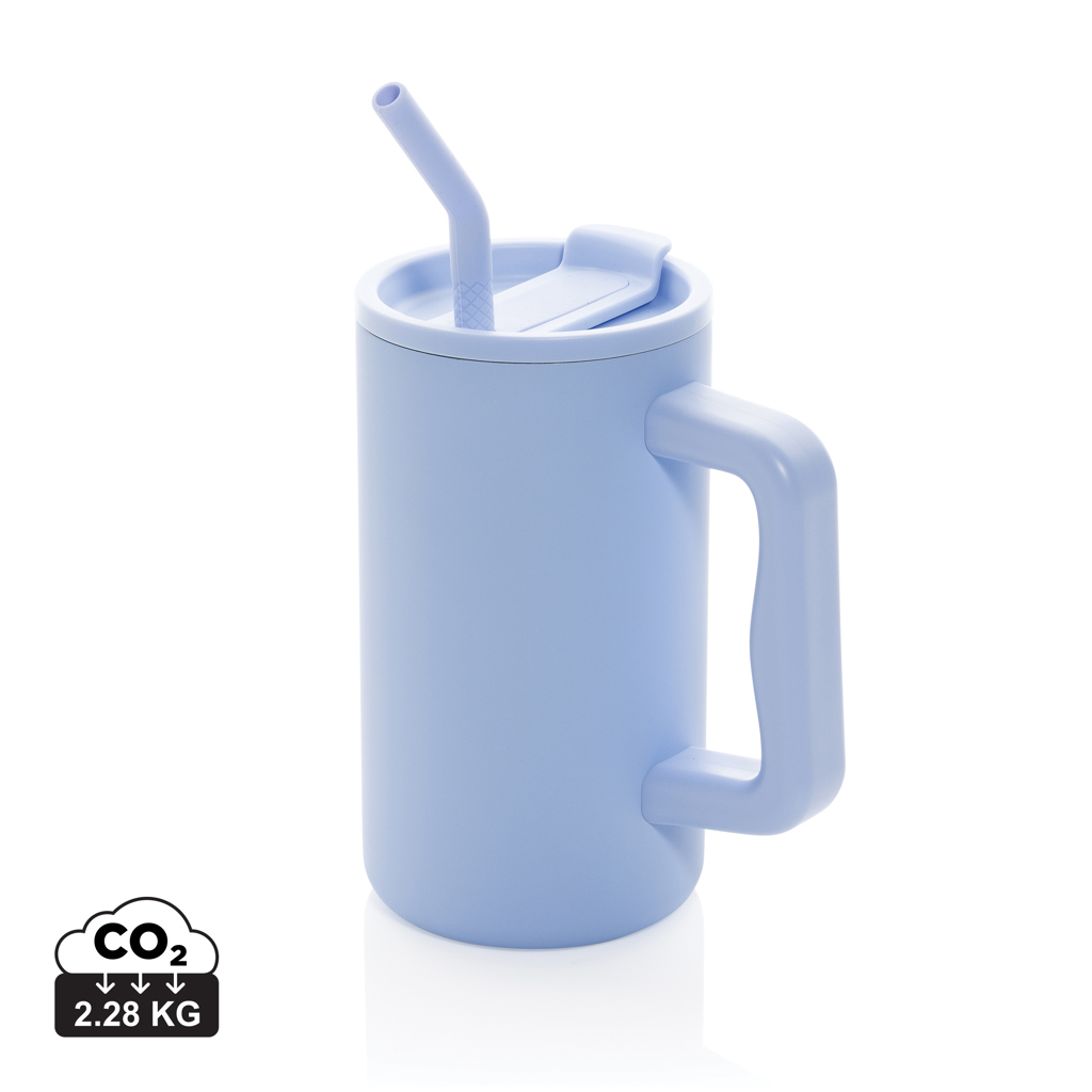 [KX1116148] Mug Cube 800ml en acier recyclé certifiée RCS (bleu)