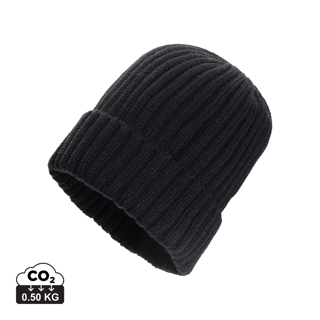 [KX1614110] Bonnet à double côte et revers AWARE™ Polylana® Kennedi (noir)