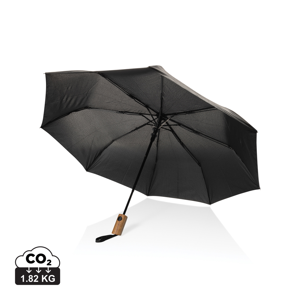 Mini parapluie 21" à ouverture auto en bois d'acacia Kaycey