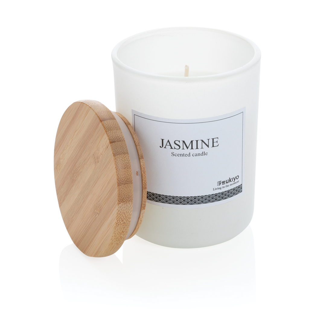 [KX020886] Bougie parfumée avec couvercle en bambou Ukiyo (blanc)