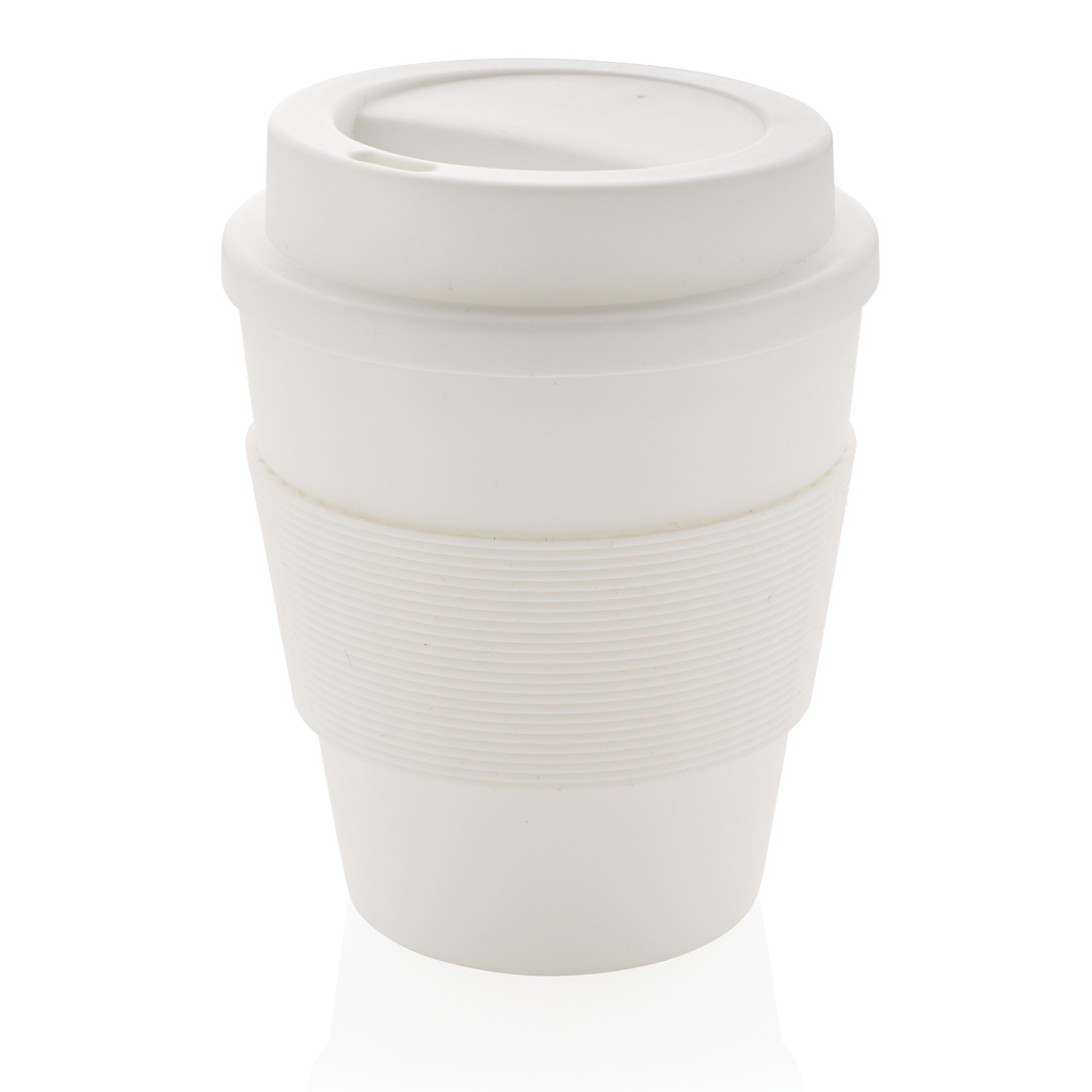 [KX113764] Mug en PP recyclable avec couvercle à vis 350ml (blanc)