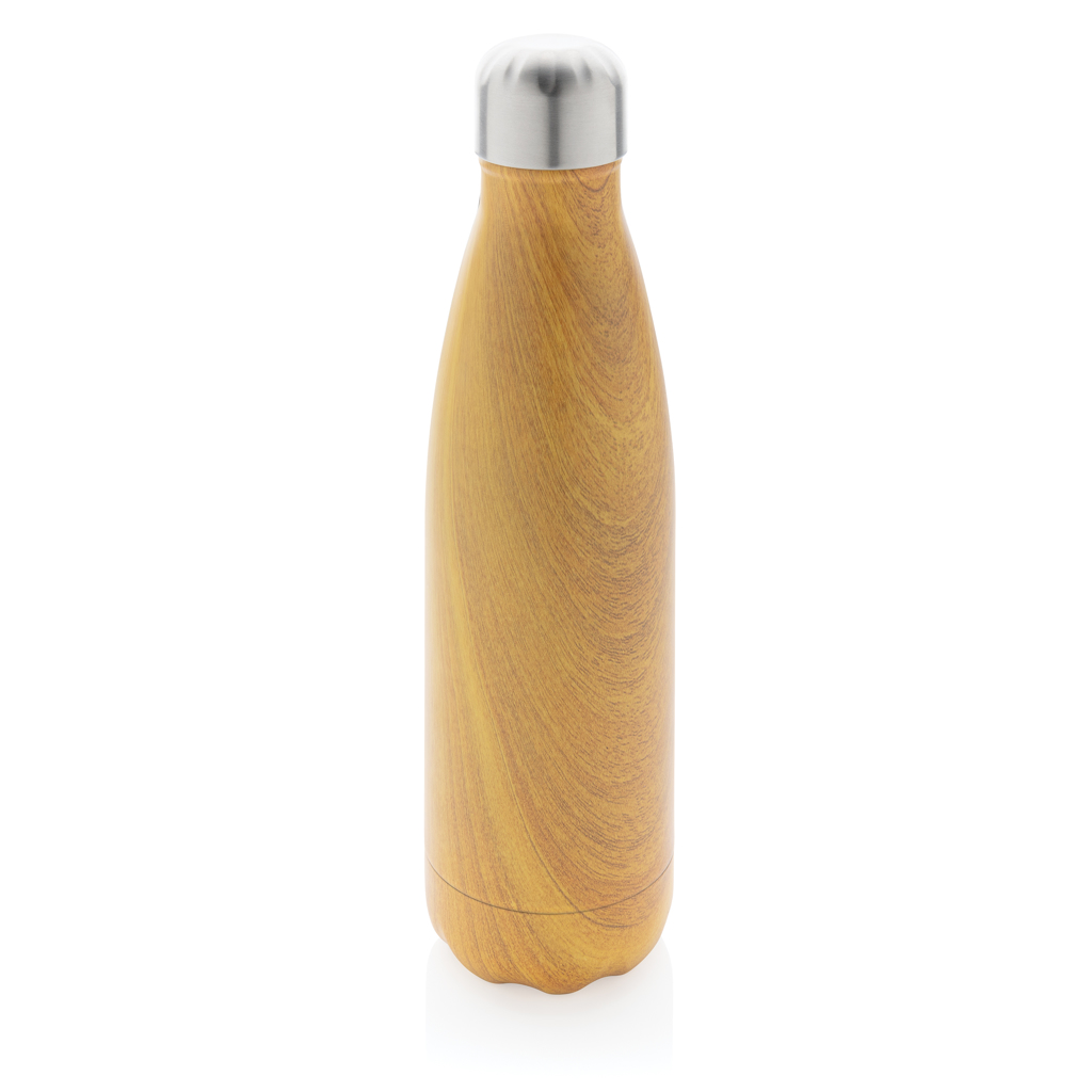 [KX113960] Bouteille isotherme en acier avec effet bois (jaune)