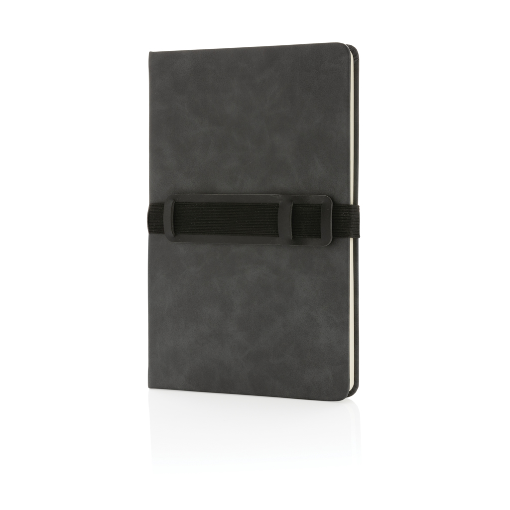 Carnet de notes A5 en PU avec porte téléphone et porte stylo