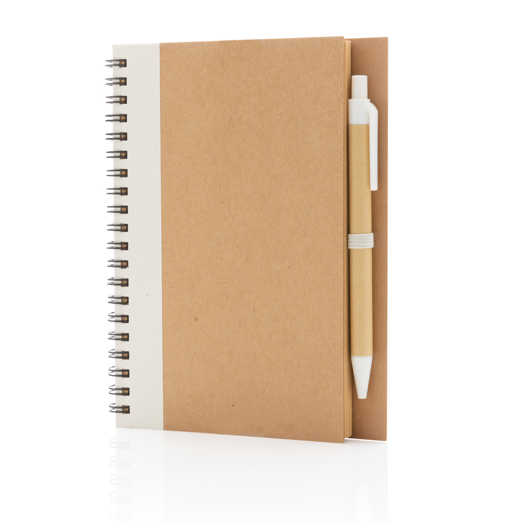 Cahier à spirales kraft avec stylo