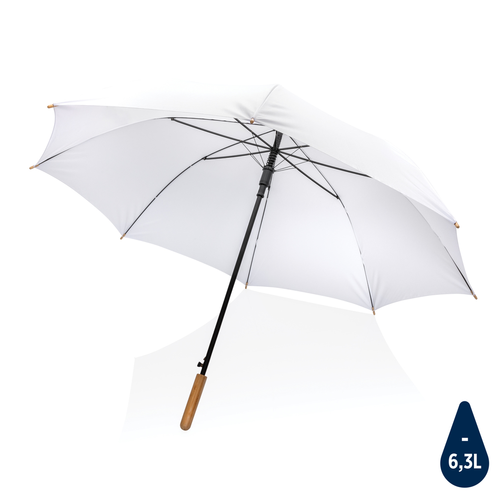 [KX130316] Parapluie 27" en rPET et bambou ouverture auto Impact AWARE™ (blanc)