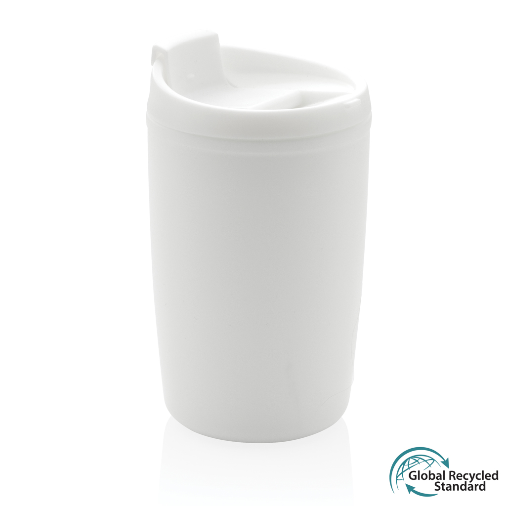 [KX114141] Mug en PP recyclé GRS avec couvercle à bascule (blanc)
