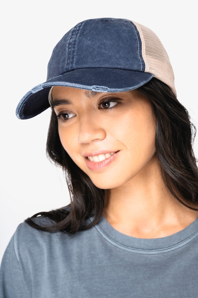 Casquette trucker écoresponsable  effet déchiré unisexe