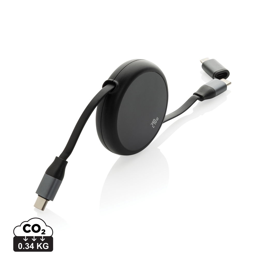 [KX011008] Câble rétractable 240W 2-en-1  en aluminium RCS Terra