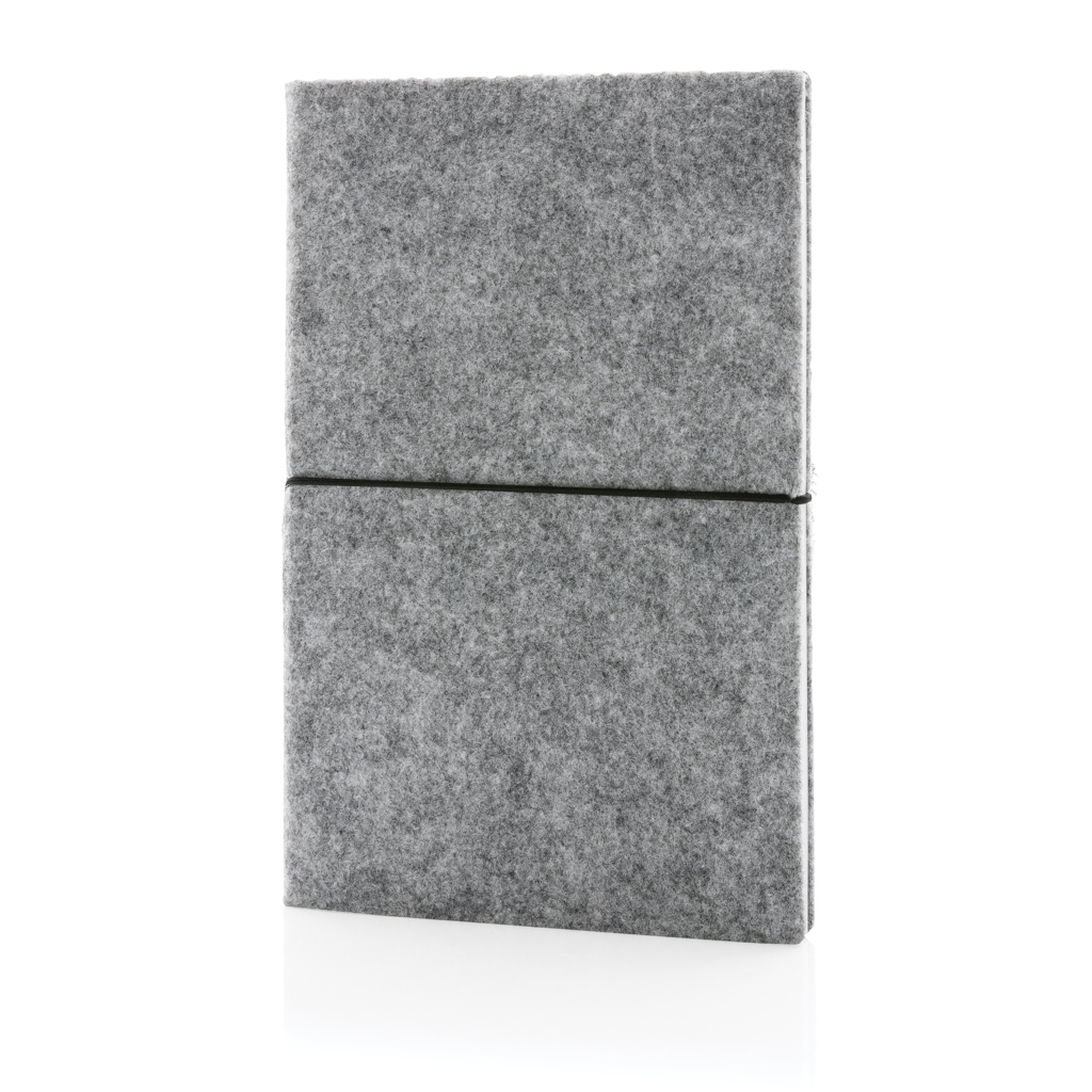 [KX120959] Cahier A5 à couverture souple en feutre recyclé certifié GRS (gris)
