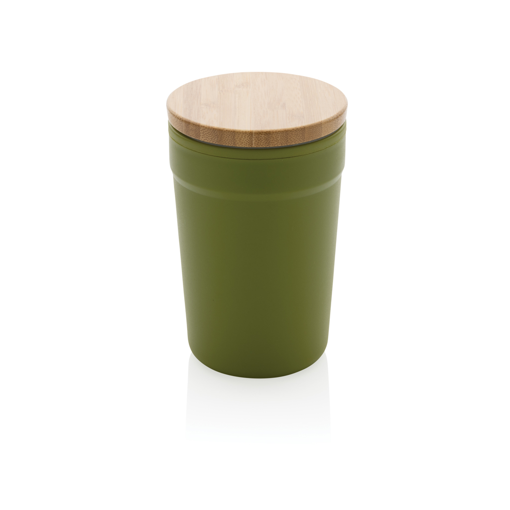 Mug 300ml en PP recyclé GRS avec couvercle en bambou FSC®