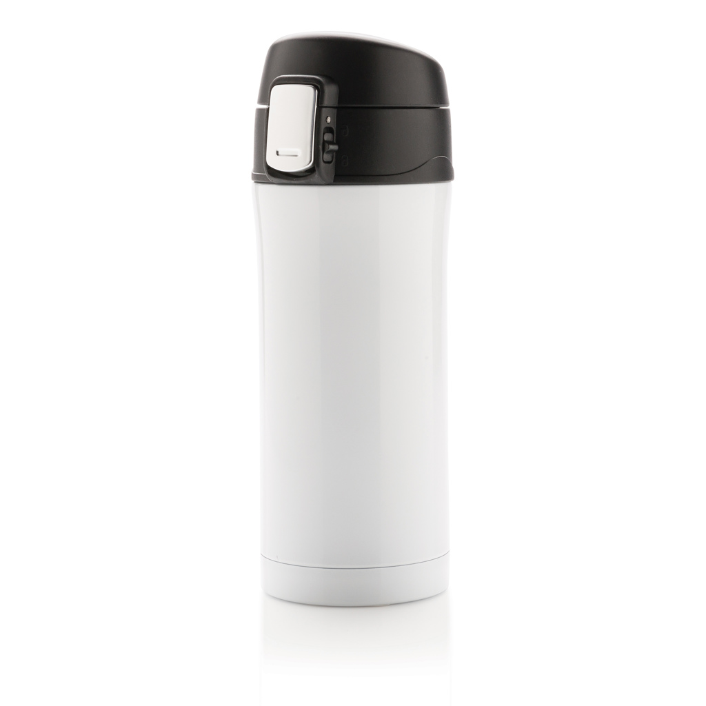 [KX115294] Mug 300ml à fermeture facile en acier inoxydable recyclé RCS (blanc)