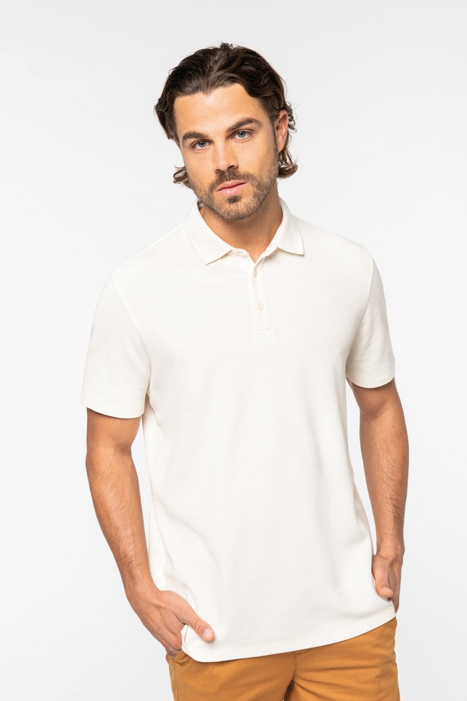 [122111] Polo maille gaufrée homme - 200g (s, black)