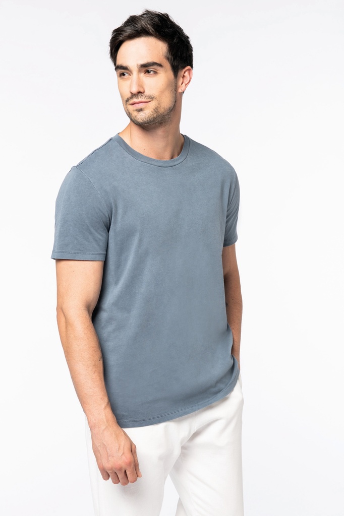 [122101] T-shirt délavé  unisexe - 165g (s, washed navy blue)