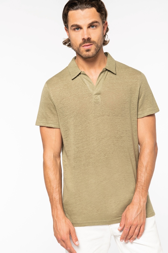 [122107] Polo en lin homme - 190g (s, navy blue)
