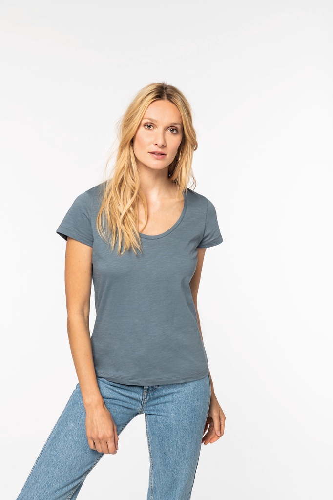 [122109] T-shirt slub femme - 130g (s, black)