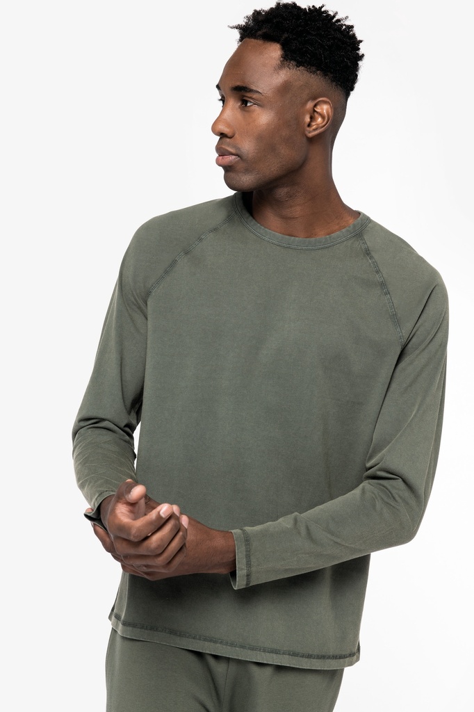 [122112] T-shirt raglan manches longues homme 190g (s, washed organic khaki)