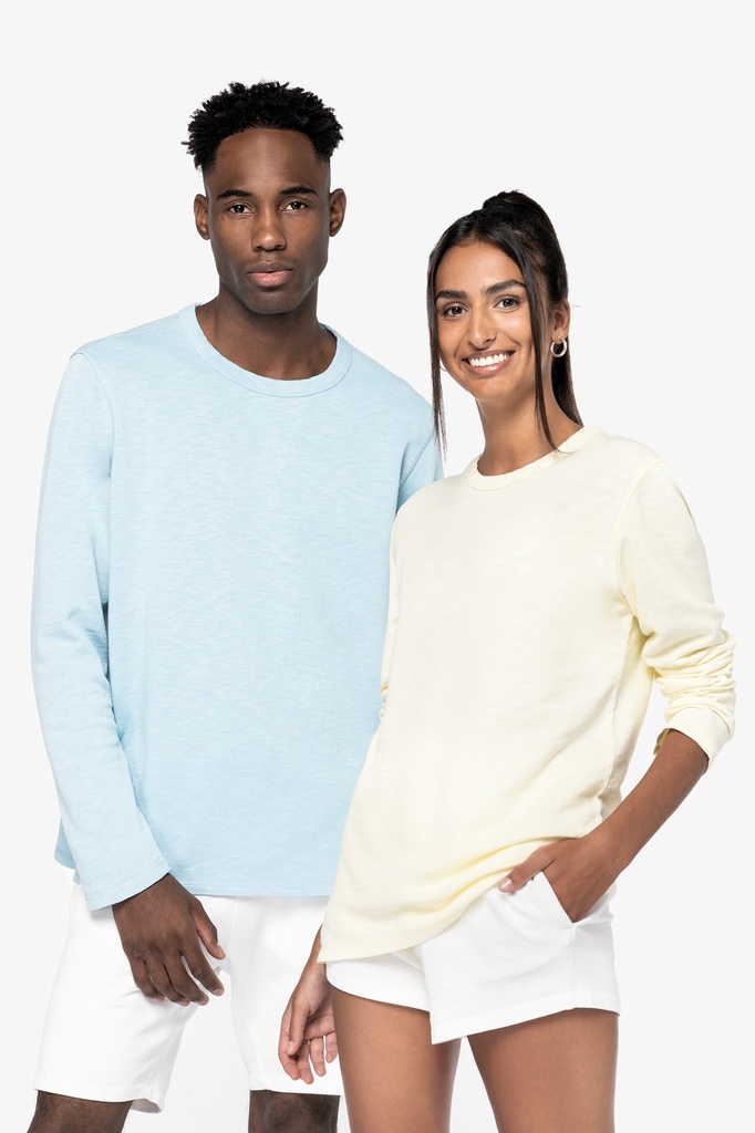 [122130] Sweat délavé unisexe - 275g (s, washed navy blue)