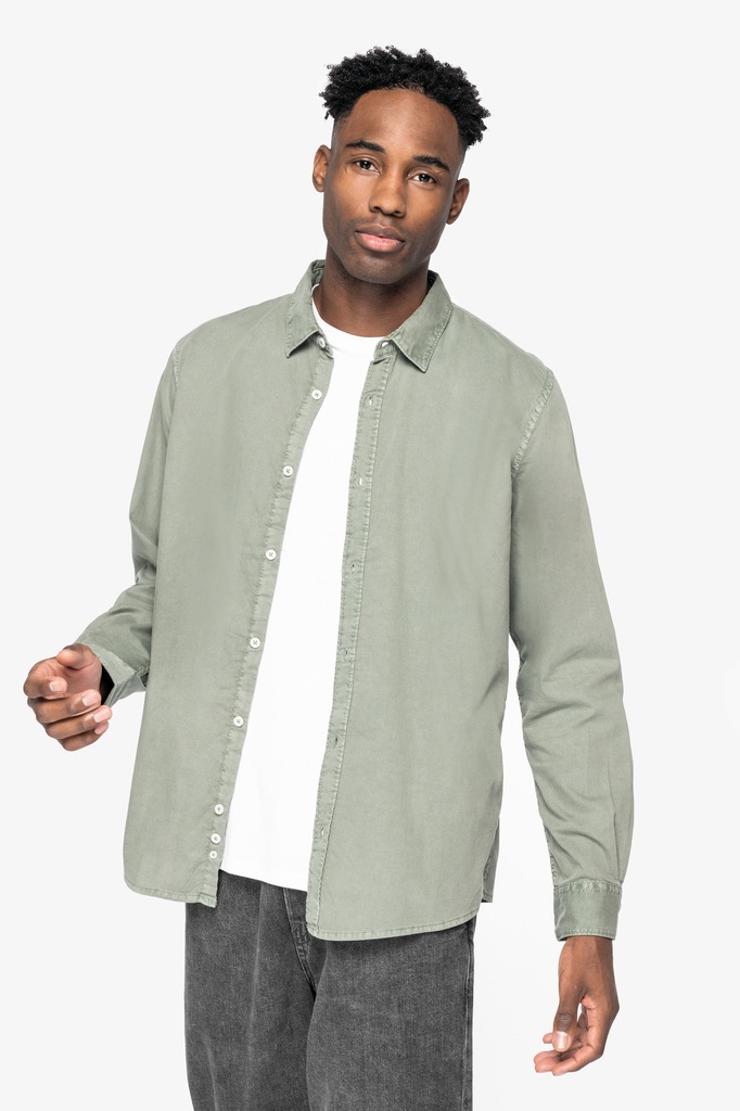 [122135] Chemise délavée en coton twill homme - 135g (s, washed white)