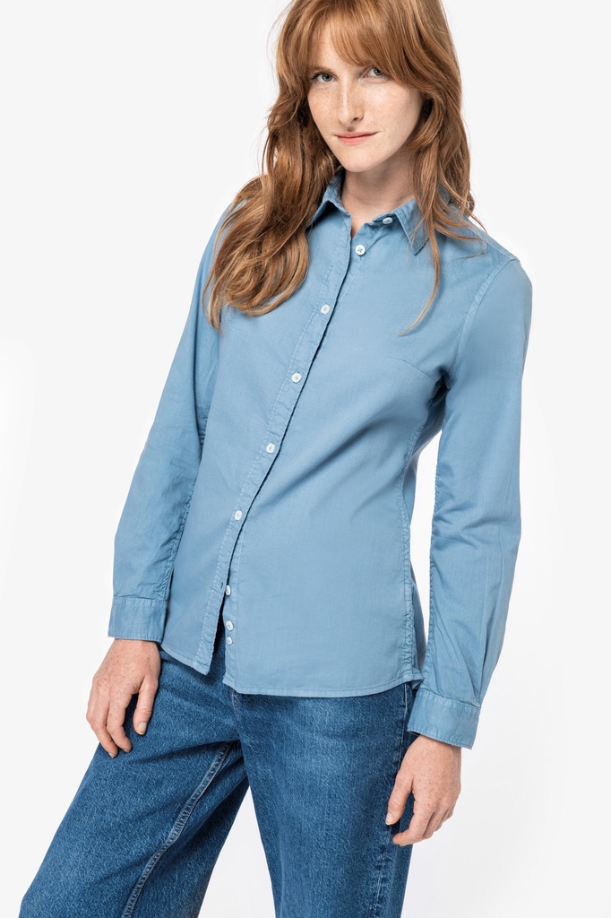 Chemise délavée en coton twill femme - 135g