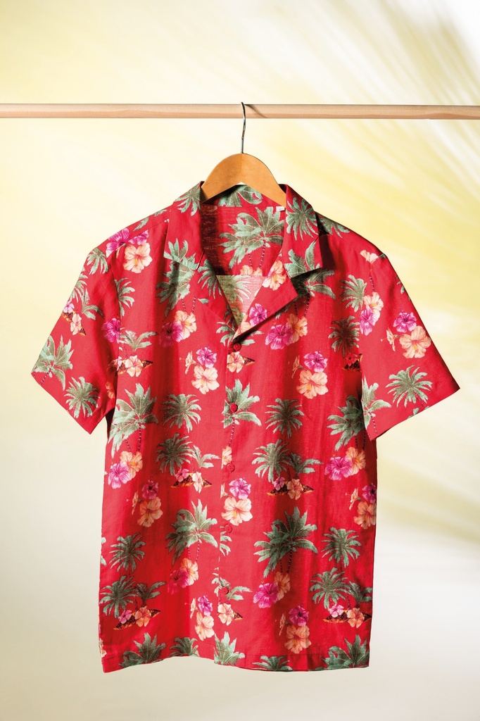 [122148] Chemise imprimé hawaïen homme - 120g (s, navy paradise bird)
