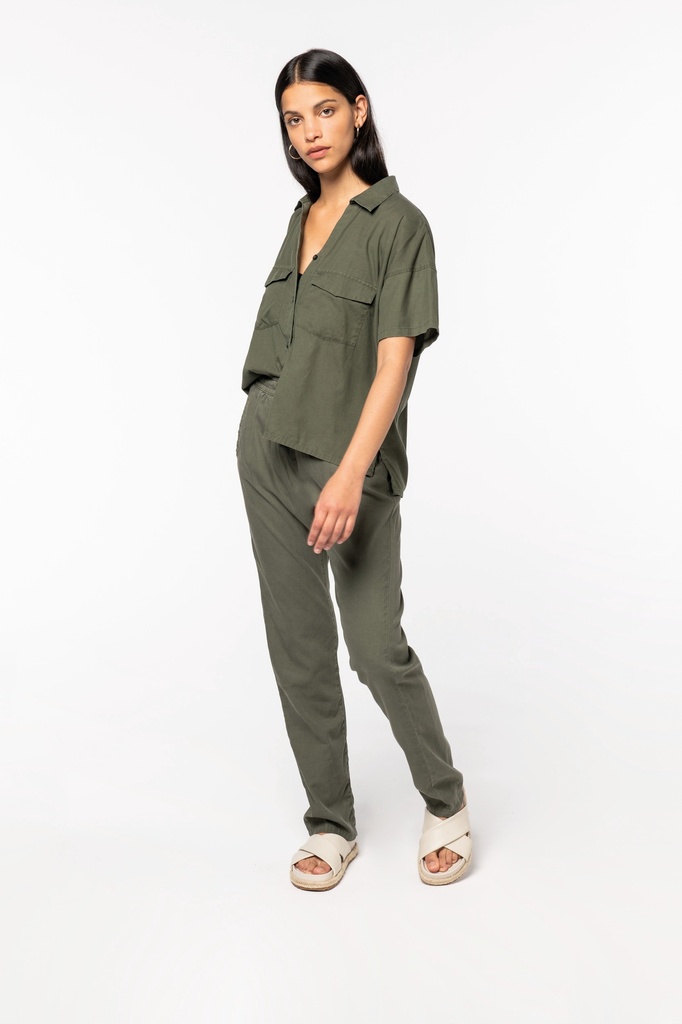 [122175] Pantalon décontracté femme - 190g (s, washed navy blue)