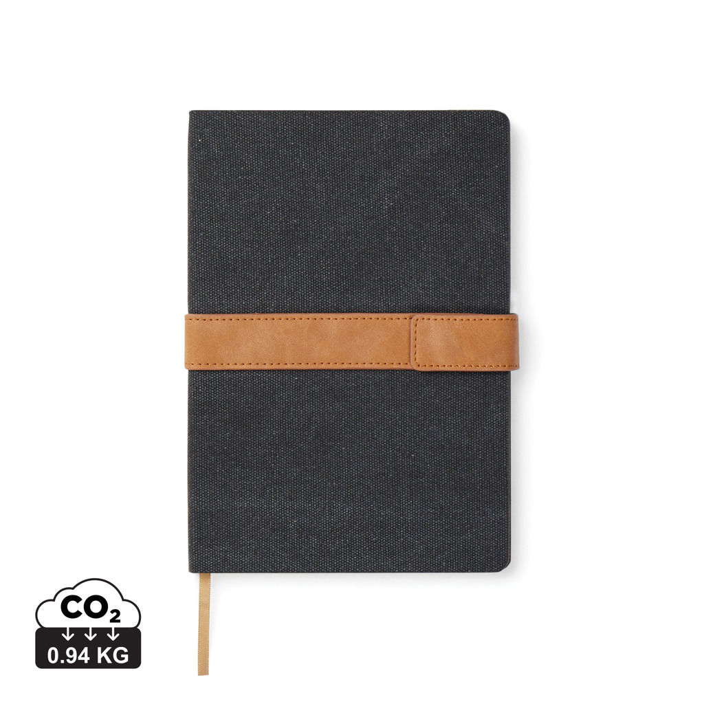 [KX121327] VINGA Carnet de notes en toile recyclée RCS Bosler (noir)